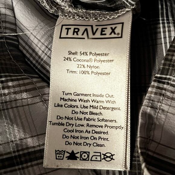 Eddie Bauer Travex Men’s S Black Gray Plaid Short Sleeve Button Up Performance - Picture 6 of 7